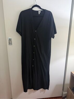 & Other Stories Black Midi Dress Size 8